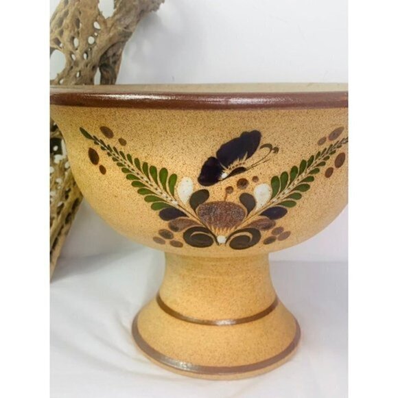 NETZI Mexico Sandstone Pottery Pedestal Bowl 10" - Picture 7 of 12